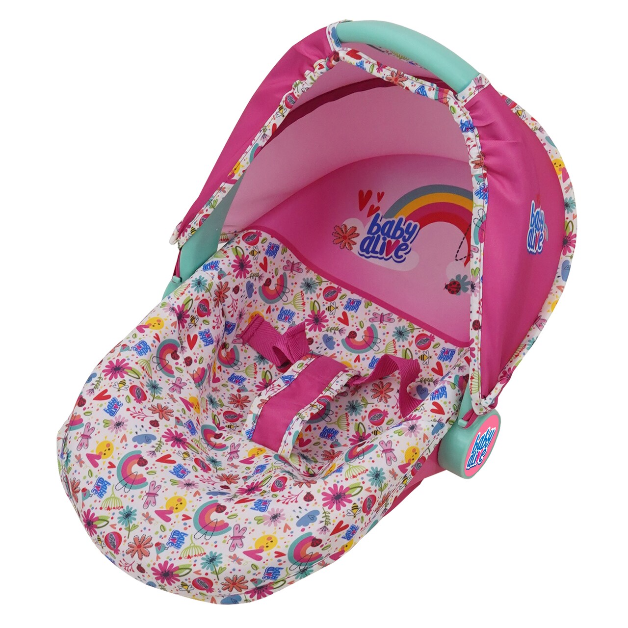 Baby Alive: Deluxe Doll Car Seat - Pink & Rainbow - 3-in-1, Fits Dolls Up To 18", Multifunctional Unit That Can Be Used As A Doll Carrier Or A Feeding Chair, Pretend Play